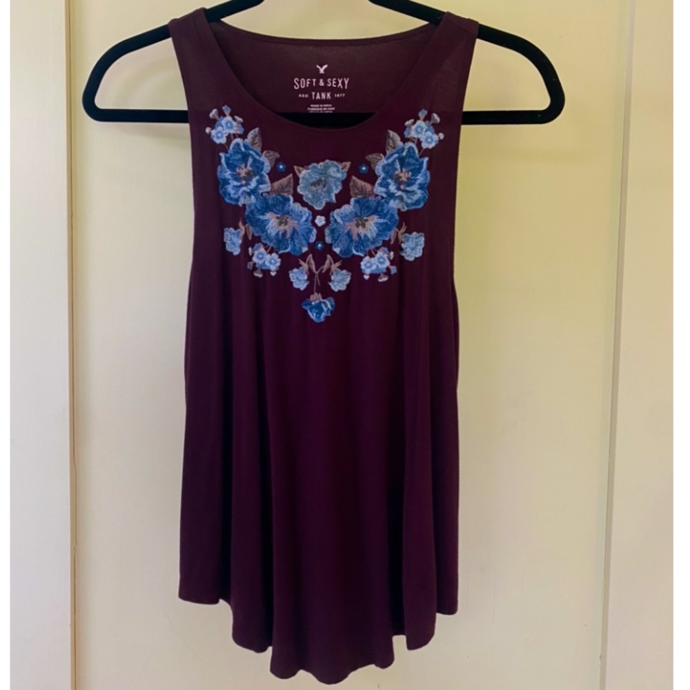 Embroidered Flower Tank - American Eagle